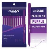 Eziglide Ballpoint Purple Pens, Medium Point Nib (1.0mm), 10-Pack | Effortless Writing & Comfortable Grip, Ball Point Pens Ideal for School, Exams, Home or Work Stationery Supplies