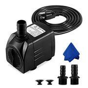 CWKJ 400GPH Submersible Fountain Water Pump for Pond Aquarium Hydroponics | 25W ,1500L/H , Ultra Quiet Water Pump with 6.56ft High Lift, 6.5ft Power Cord, 3 Nozzles for Pool, Water feature