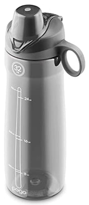 Pogo BPA-Free Tritan Plastic Water Bottle with Chug Lid, 32 Oz, Grey | Leakproof water bottle with chug lid and carry handle. BPA-free, great for travel, school, outdoors, and gym.