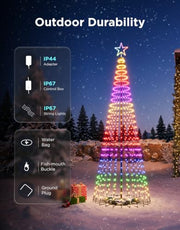 Govee Christmas Cone Tree Lights, 9ft 610 LEDs RGBIC Christmas Tree Light | Smart App Control, IP67 Waterproof Outdoor String Lights for Halloween Christmas Decorations, 100+ Scene Modes, Music Sync