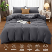 Utopia Bedding Double Duvet Cover Set with 2 Pillowcases 50x75 cm, Grey | Microfiber Bedding Quilt Cover Set with Pillowcases, Oeko-TEX Certified,Soft Breathable Comfort - Ideal for Home and Hotels