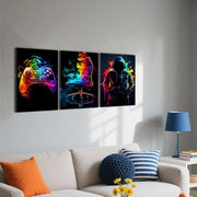 KiKiHong Gaming Framed Wall Art Set of 3,Gaming Wall Decorations | Gamer Framed Canvas for Boys Room,Game Room & Bedroom Decor 12x16 Inch(30x40cm)