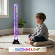 Straame 90cm LED Bubble Fish Lamp, Colour Changing Sensory Lamp, Black Base | 6 artificial fish, adjustable bubble flow, front dial, acrylic tube and UK plug for bedrooms, living rooms & sensory room use