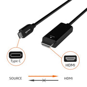 Amazon Basics Uni-Directional USB-C (Source) to HDMI (Display) Cable Adapter (Thunderbolt 3 Compatible) 4K@30Hz, 3 feet, Black
