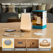 UPXNBOR Night Light, LED Touch Bedside Lamp for Bedroom, Living Room & Kids | Table Lamp with Remote Control, Dimmable Light, 13 RGB Colours and 5 Brightness Levels, Timer, Hook, USB Rechargeable,1 Pack