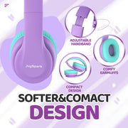 JoySpark Kids Bluetooth Headphones Over-Ear, 60Hrs, Built-in Mic-Purple | 85/94dB Volume Limited, Bluetooth 5.3, Stereo Sound, Lightweight Kids Wireless Headphones for Kids Toddler Travel School
