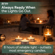 Zuvo Tea Lights 8 Hour Burn, Unscented White Tealight Candles, 50 Pack | Cotton wick, lead-free, 3.8 x 2.3 cm deep cup, fits standard holders, long burning for evenings