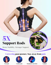 Posture Corrector for Women and Men, 5x Enhanced Support Back Brace, Medium | Adjustable Shoulder Brace, Armpit-Friendly, Breathable Mesh, Relief for Upper and Lower Back, Neck Pain, Improving Posture