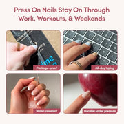 Glamnetic Fall Press On Nails, Short Almond Glossy, Frosted Cranberry | Fall & Halloween red press on nails: Frosted Cranberry. Full nail kit. Red glue on nails. Fake nails.