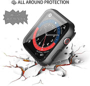 Misxi 2-Pack Waterproof Case for 44mm Apple Watch SE3/SE2/SE/Series 6/5/4 | Cover with 9H Tempered Glass Screen Protector for SE 3/SE 2/SE/Series6/5/4, Anti-Scratch, Matte Black