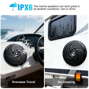 STUDIOFINIX 5.25" 160W Bluetooth Waterproof Marine Speakers - 2 Way Weather Resistant Boat Audio with LED Lights, and Low Profile Slim Style Suitable for Boat, RV, ATV, UTV, Golf Cart (1 Pair, Black)