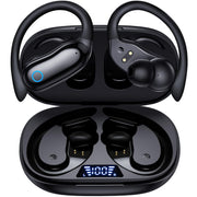GNMN Active Noise Cancelling Ear Buds Wireless Earbuds 96hrs Playback Bluetooth Headphones Dual Battery Display Stereo Bass Earphones with Earhooks Microphone IPX7 Waterproof for Sports/Runing/Workout