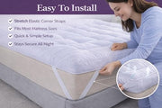 Arlinens Mattress Topper Double Bed 5cm Thick, Hotel Quality Box Stitched Microfibre Mattress Topper Super soft Anti Allergy Quilted Mattress Topper with Strong Elastic Straps (Double,137Cm X190cm)