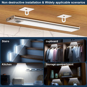 JEKEMORYE Under Cabinet Kitchen Lights Cupboard - LED Motion Sensor Light | Rechargeable Battery Operated, Indoor Magnetic Wardrobe Strip Lighting, Wireless USB, Adhesive, Stick on Counter Shelf Closet