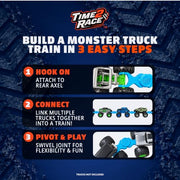 Time2Race Monster Truck Train Connectors, 6-Pack - Universal Hook-On Axle Design Compatible with Hot Wheels and Monster Jam 1:64 Scale Trucks