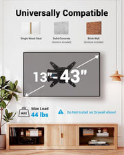Pipishell Full Motion TV Wall Mount for Echo Show 21/15 and 13-43 Inch Flat Curved Screen TVs & Monitors, Max VESA 200x200mm up to 44lbs, TV Mount Wall Bracket with Rotation Swivel Tilt Extension