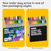 ARTISTRO 24 Acrylic Paint Pens Dual-Tip Dot+Fine for Rock, Glass & Fabric | Precision Colour for Colouring Books & Small Details, Water-Based, Quick-Dry & Low-Odour, Art Gift for Kids, Teens & Adults
