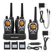 Midland GXT1000X3VP4 GMRS Two-Way Radios with Headsets, Black, 3 Pack | 50 Channels, 142 Privacy Codes, Up to 36 Mile Long Range, JIS4 Water Resistant, NOAA Weather Alert, Rechargeable NiMH