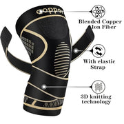 Copper Knee Support Braces with Straps for Men & Women (2 Pack, Large) | Adjustable Non-Slip Knee Compression Sleeves for Knee Pain, Arthritis, Meniscus Tears, Ideal for Running, Sports & Workouts