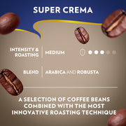 Lavazza Super Crema Whole Bean Coffee, Medium Espresso Roast, Arabica and Robusta Blend, 22 oz Bag