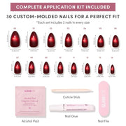 Glamnetic Fall Press On Nails, Short Almond Glossy, Frosted Cranberry | Fall & Halloween red press on nails: Frosted Cranberry. Full nail kit. Red glue on nails. Fake nails.