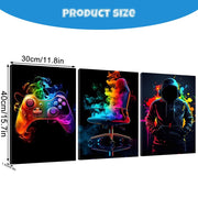 KiKiHong Gaming Framed Wall Art Set of 3,Gaming Wall Decorations | Gamer Framed Canvas for Boys Room,Game Room & Bedroom Decor 12x16 Inch(30x40cm)