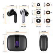 TAGRY Bluetooth Headphones True Wireless Earbuds 60H Playback LED Power Display Earphones with Wireless Charging Case IPX5 Waterproof in-Ear Ear buds with Mic for TV Smart Phone Laptop Computer Sports