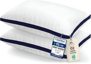 Utopia Bedding Pillows 2 Pack, Queen Bed Pillows, Brushed Fabric, Navy | 45x66 cm Queen Bed Pillows Soft Brushed Fabric Plush Hollow Fiber Filling Breathable Construction Comfortable Sleep Support