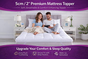 Arlinens Mattress Topper Double Bed 5cm Thick, Hotel Quality Box Stitched Microfibre Mattress Topper Super soft Anti Allergy Quilted Mattress Topper with Strong Elastic Straps (Double,137Cm X190cm)
