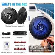 STUDIOFINIX 5.25" 160W Bluetooth Waterproof Marine Speakers - 2 Way Weather Resistant Boat Audio with LED Lights, and Low Profile Slim Style Suitable for Boat, RV, ATV, UTV, Golf Cart (1 Pair, Black)