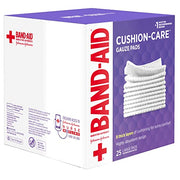 BAND-AID Brand Cushion-Care Gauze Pads, Large Size, 4 in x 4 in, 25 Count | Absorbent Dressing Pads, Non-Adhesive Comfortable Protection & Wound Care of Minor Cuts, Scrapes & Burns, For First Aid Kits