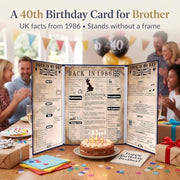 back in 1986 40th Birthday Gifts for Men, Blue Tri-Fold Card Poster | 1986 birthday poster, 40th birthday card for him, self-standing table decoration