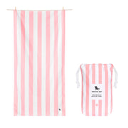 Dock & Bay Quick Dry Beach Towel - Cabana Light - Malibu Pink, Large | Sand-Resistant, Includes Travel Bag, Lightweight & Compact, 100% Recycled DryQ Fabric, Large (160x90cm, 63x35")