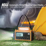NOAA Weather Alert Radio, 5000mAh Solar Hand Crank Emergency Radio | FM AM Shortwave, Battery Operated Radio with Digital LCD, Cellphone Charger, Flashlight, Reading Lamp, SOS, Headphone Jack