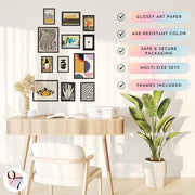 Eclectic Wall Art Prints Unframed, Mid Century Retro Decor for Home Bedroom | 12 Pcs gallery wall decor, funky abstract art, dorm and living room, 8x10, 5x7 and 4x6 sizes