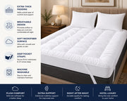 GMTEXTILE Thick Single Mattress Topper 5cm, Microfiber Single Bed Topper Single Bed Mattress Toppers Best Anti Allergenic (Single 90 X 190cm)