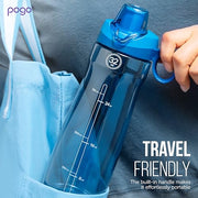 Pogo BPA-Free Tritan Plastic Water Bottle with Chug Lid, 32 Oz, Grey | Leakproof water bottle with chug lid and carry handle. BPA-free, great for travel, school, outdoors, and gym.