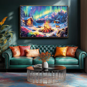 Blueforest 1000 Piece Jigsaw Puzzle, Northern Lights Winter Cabin Bonfire | Northern Lights Jigsaw Puzzles, Impossible Challenging Difficult Puzzle with Aurora, Perfect Holiday Gift for Family