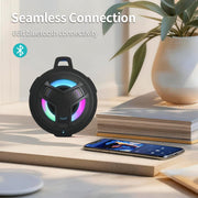 EBODA Bluetooth Shower Waterproof Speaker Portable Gifts for Kayak Teens | IP67 Small Mini Speakers with LED Light, Floating, 2000mAh, True Wireless Stereo for Hiking, Beach, Stuff for Boys Men-Black