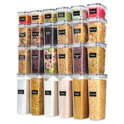 Vtopmart Airtight Food Storage Containers with Lids, 24 pcs, Black | For Cereal Pasta Snack Flour Sugar, BPA Free, Airtight Seal, Multiple Sizes, Dishwasher Safe (Not Lids), Includes 24 Labels