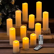 LIVEN 12 Pack Flameless Candles Battery Operated Waterproof Led Candles (D:2.2" X H:4" 5" 6" 7") Candles with 2 Remotes Contro for Wedding, Party, Birthday