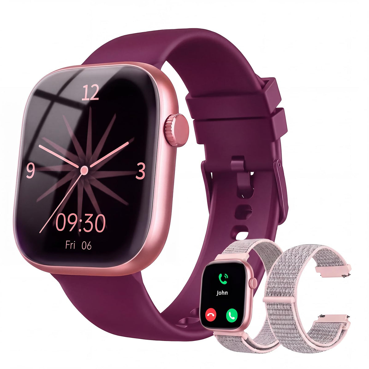 Smart Watch for Women, Bluetooth Answer/Make Calls, 1.83"HD Screen, 2 Bands | IP67 Waterproof Fitness Tracker, Heart Rate/Sleep Monitor, DIY Dial, Multi-Sport Modes Pedometer, Smartwatch for iOS/Android