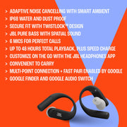 JBL Endurance Peak 4 - Wireless Noise Cancelling Sport Earbuds (Black/Grey) | Adaptive Noise Cancelling, IP68 water & dust proof, Secure fit with TwistLock™ design, Up to 48Hrs (12Hrs Buds + 36Hrs Case)