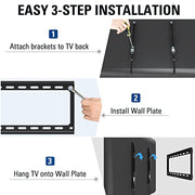 Mounting Dream Fixed TV Wall Bracket for 26-60" TV Max VESA 400x400mm 45kg | Ultra Slim TV Bracket, 28mm Low Profile TV Wall Mount, Fischer Wall Plugs Included