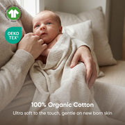 Bloomsbury Mill - Cellular Blankets Baby - 100% Organic Cotton - 2 Pack - Oat - Beige - Newborn Essentials - Soft Breathable Baby Blankets for Pram, Cot, Moses Basket - 75x95cm