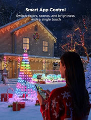 Govee Christmas Cone Tree Lights, 9ft 610 LEDs RGBIC Christmas Tree Light | Smart App Control, IP67 Waterproof Outdoor String Lights for Halloween Christmas Decorations, 100+ Scene Modes, Music Sync