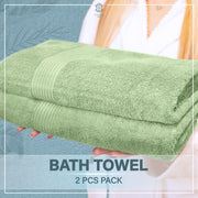 HomeBurg Luxe 2-Piece Bath Towel Set – Large Soft Cotton Towels, Absorbent, Durable & Skin-Friendly, Machine Washable, 65 x 137 cm, Sage Green