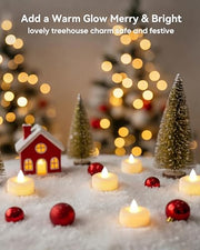 AMAGIC 12 Pack Battery Operated Flameless LED Tea Lights Candles Electric | Fake Tealigh Bright Long Last 100+Hours for Votive, Christmas, Home Decor, Wedding, Halloween, Valentine's Day
