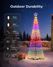 Govee Christmas Cone Tree Lights, 9ft 610 LEDs RGBIC Christmas Tree Light | Smart App Control, IP67 Waterproof Outdoor String Lights for Halloween Christmas Decorations, 100+ Scene Modes, Music Sync
