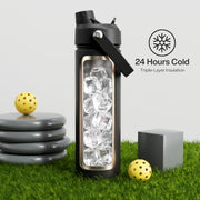 ENCOOL Insulated Water Bottle with Straw Stainless Steel Water Bottle, Leak-Proof, BPA-Free, Double Wall Vacuum Keeps Cold for 24 Hours for Sports, Travel, School (26 oz, Black Night)